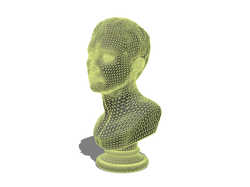 Wireframe of a sculpted marble bust showing clean topology