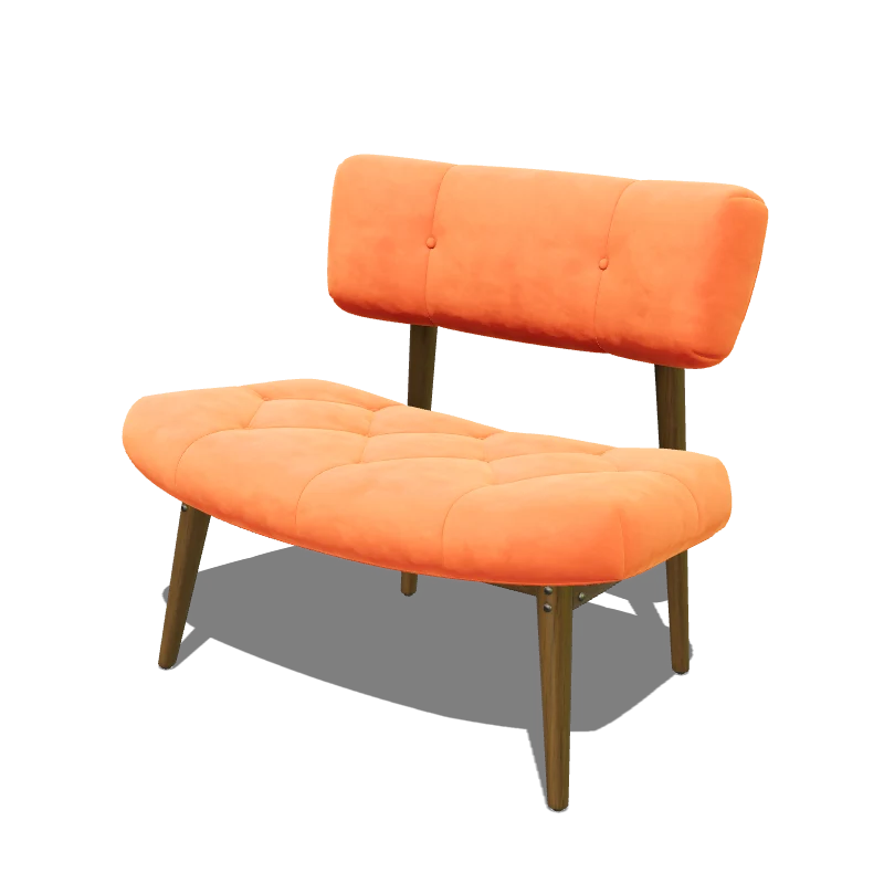 A velvet lounge chair model with sheen fabric