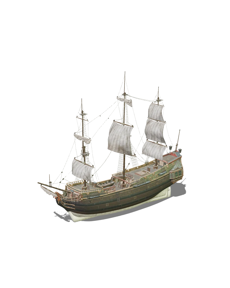 A detailed sailing ship used for previs