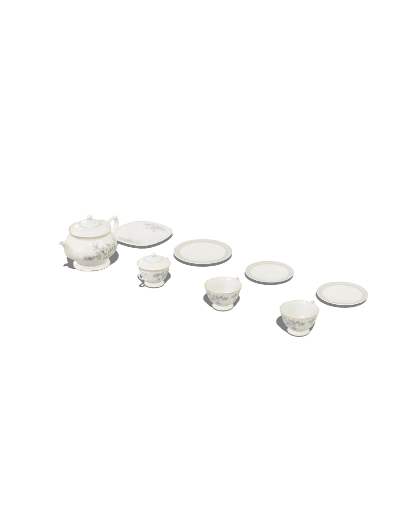 Porcelain tea set with a glossy glaze